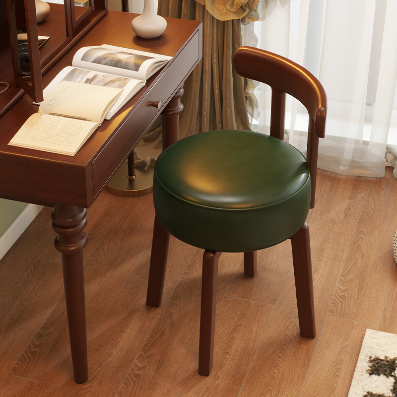 Office Furniture Modern - เก้าอี้แต่งตัวไม้เนื้อแข็งแบบหมุนได้ เบาะหนัง เก้าอี้แต่งตัวในห้องนอน เก้าอี้พนักพิงไม้เนื้อแข็ง โต๊ะทำงานและเก้าอี้สำนักงาน