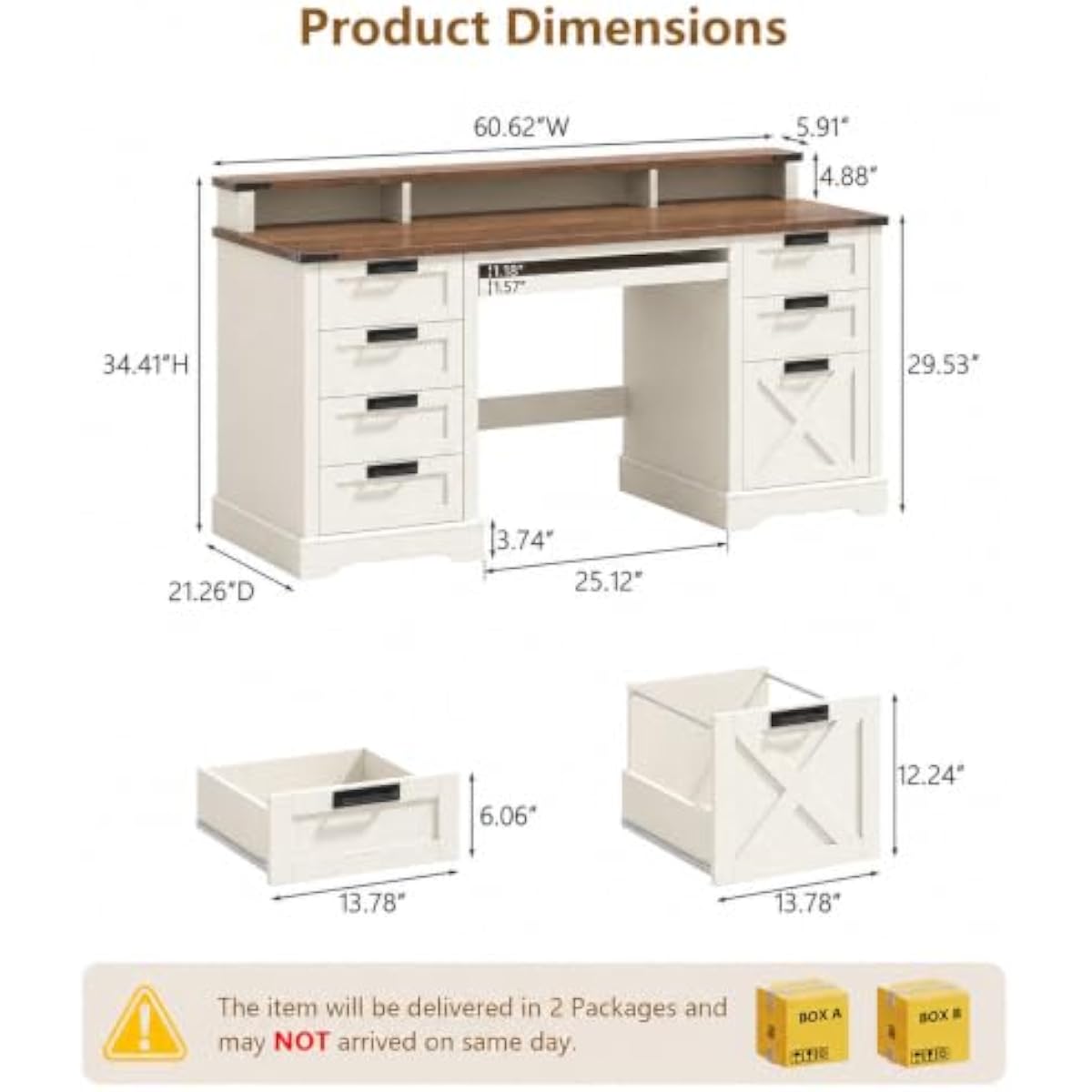 โต๊ะทำงานสไตล์ฟาร์มเฮาส์ขนาด 6 - Office Furniture Plus บทวิจารณ์และราคา