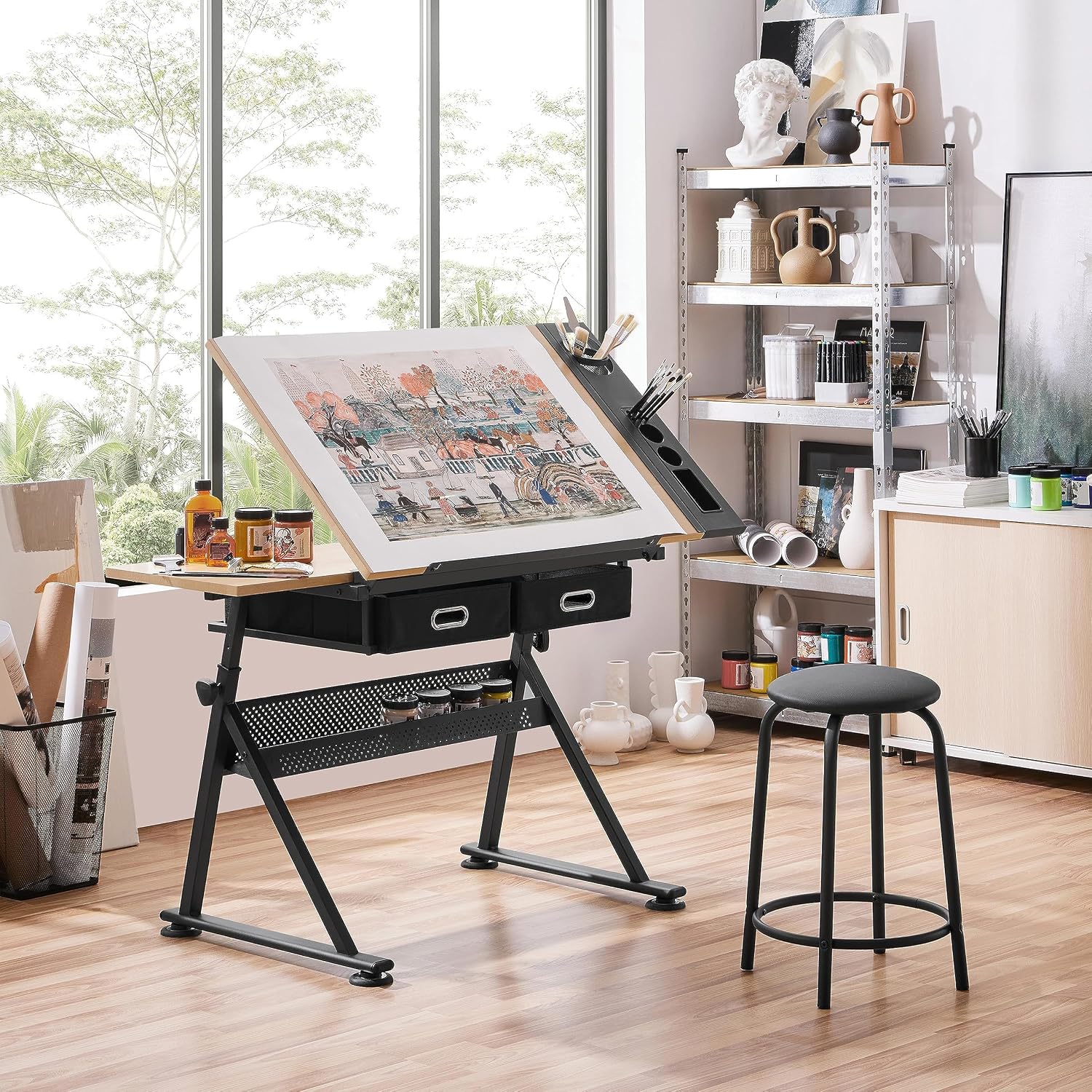 โต๊ะเขียนแบบปรับระดับได้พร้อมเ - Office Furniture Modern บทวิจารณ์และราคา