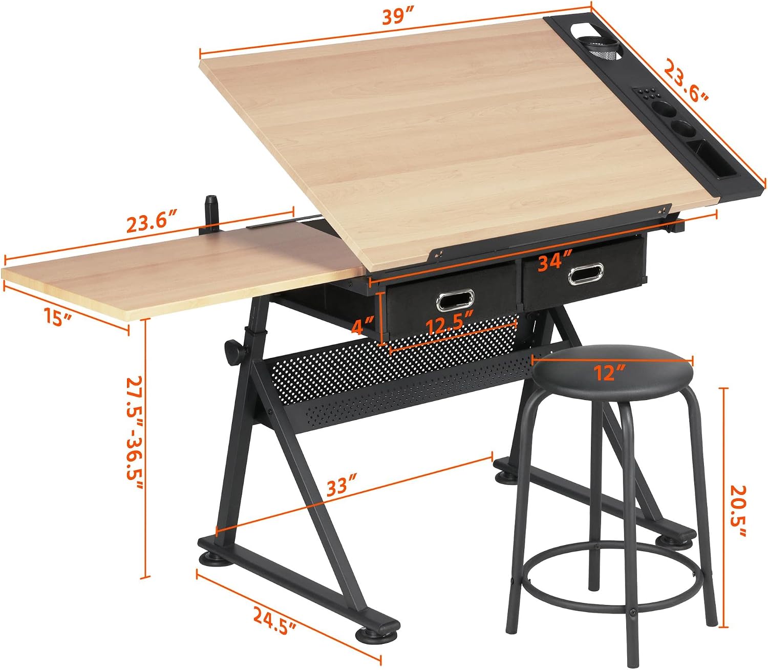 โต๊ะเขียนแบบปรับระดับได้พร้อมเ - Office Furniture Modern บทวิจารณ์และราคา