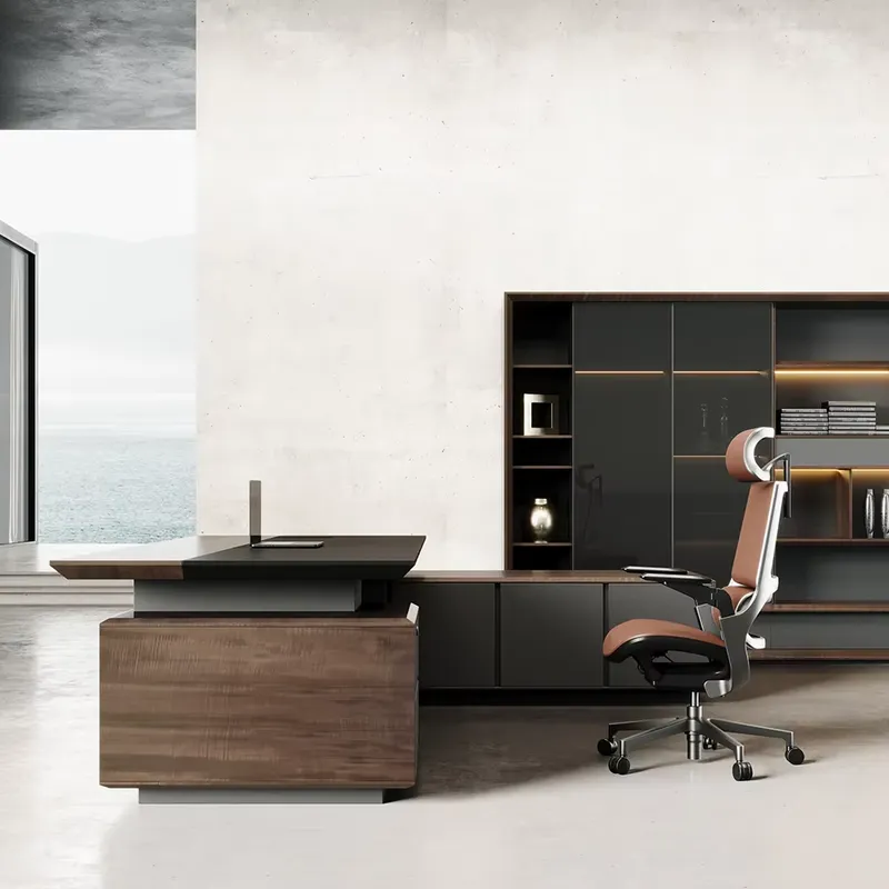 โต๊ะทำงานผู้บริหารหรูหรา ไม้เน - Office Furniture Modern บทวิจารณ์และราคา